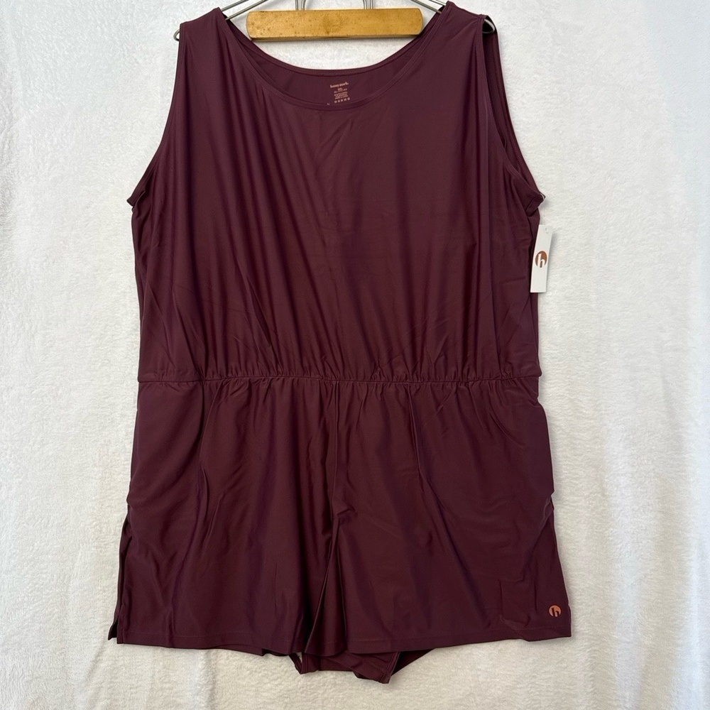 Honey Mark Sage Romper 5XL Deep Berry Modest Swimsuit Athletic Summer Vacation